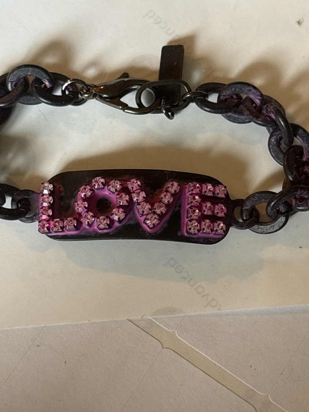 TOVALOVE ID Crystal Accent Link Bracelet - Pink